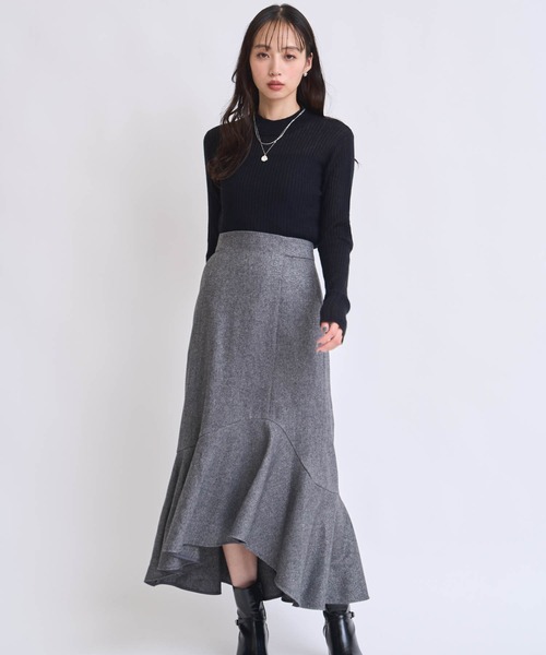 NOELA（ノエラ）の「ウールラメマーメイドスカート（スカート・レディース・ベージュ/ブラック・S/M）」の2枚目の写真