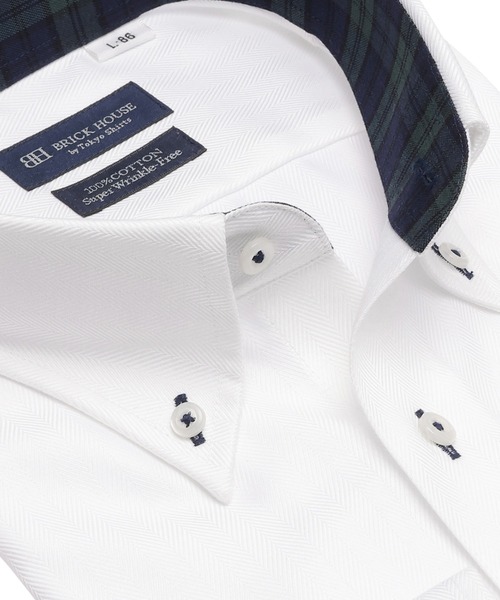 TOKYO SHIRTS（トウキョウシャツ）の「【超形態安定】 形態安定ノンアイロン ボタンダウン 長袖ビジネスワイシャツ（ビジネスシャツ・メンズ・ホワイト・首回り37cm-裄丈80cm/首回り39cm-裄丈80cm/首回り39cm-裄丈84cm/首回り41cm-裄丈82cm/首回り41cm-裄丈86cm/首回り42cm-裄丈82cm/首回り42cm-裄丈86cm/首回り43cm-裄丈82cm/首回り43cm-裄丈86cm/首回り37cm-裄丈84cm）」の2枚目の写真