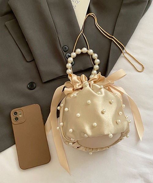 DRESS PLUS（ドレスプラス）の「パールハンドル付きパーティーバッグ（ハンドバッグ・レディース・グレー/ブラック/シャンパン・フリー）」の10枚目の写真