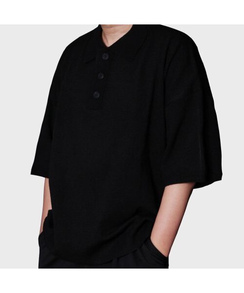 balloon oversize cashlike half knit (black)