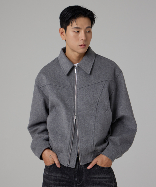 AOTT（アンアウトピット）の「ウールブレンド2WAYカラーブルゾングレー（ブルゾン・メンズ・グレー・MEDIUM/LARGE/X-LARGE）」の4枚目の写真