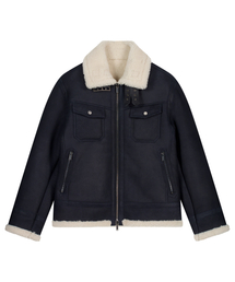 SHEARLING TRUCKER JACKET (NAVY / LAMBSKIN)