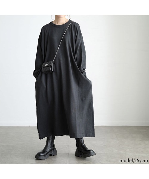 GOLDJAPAN（ゴールドジャパン）の「ラウンドネックAラインニットワンピース【大きいサイズ対応】（ワンピース・レディース・チャコール/ブラック/杢グレー・LL～3L/4L～5L）」の14枚目の写真