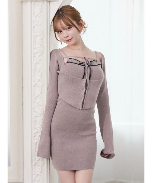 EATME（イートミー）の「バイカラーキャミニットアンサンブルミニワンピース（ワンピース・レディース・ベージュ/ブラック/オフホワイト/グレー・FREE）」の5枚目の写真