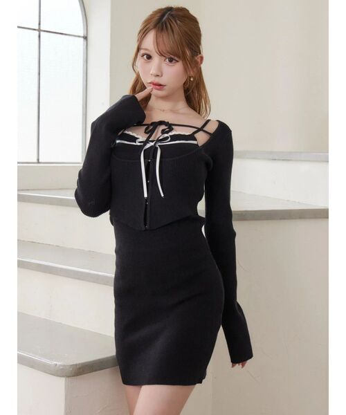 EATME（イートミー）の「バイカラーキャミニットアンサンブルミニワンピース（ワンピース・レディース・ベージュ/ブラック/オフホワイト/グレー・FREE）」の17枚目の写真