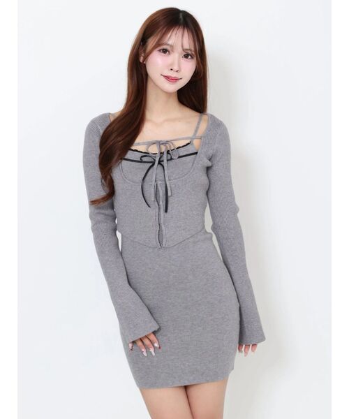 EATME（イートミー）の「バイカラーキャミニットアンサンブルミニワンピース（ワンピース・レディース・ベージュ/ブラック/オフホワイト/グレー・FREE）」の8枚目の写真