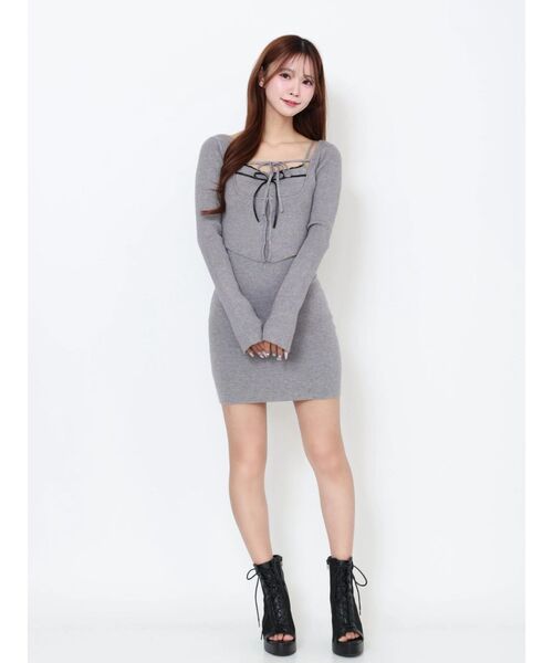 EATME（イートミー）の「バイカラーキャミニットアンサンブルミニワンピース（ワンピース・レディース・ベージュ/ブラック/オフホワイト/グレー・FREE）」の10枚目の写真