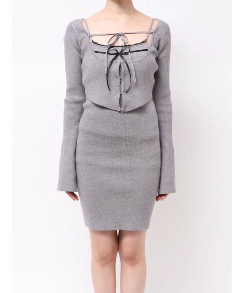 EATME（イートミー）の「バイカラーキャミニットアンサンブルミニワンピース（ワンピース・レディース・ベージュ/ブラック/オフホワイト/グレー・FREE）」の15枚目の写真