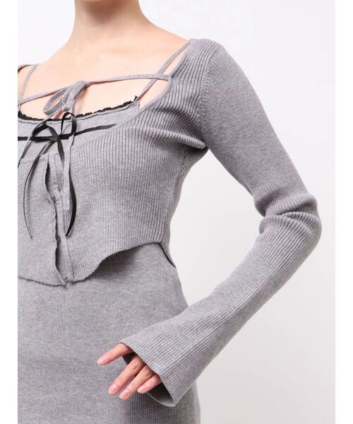 EATME（イートミー）の「バイカラーキャミニットアンサンブルミニワンピース（ワンピース・レディース・ベージュ/ブラック/オフホワイト/グレー・FREE）」の19枚目の写真