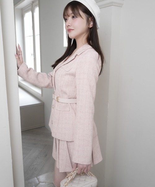 LIPSERVICE(リップサービス)の「ベルト付ツイードミドルジャケット(テーラードジャケット・レディース・アイボリー/ピンク/グレー・S/M)」の12枚目の写真