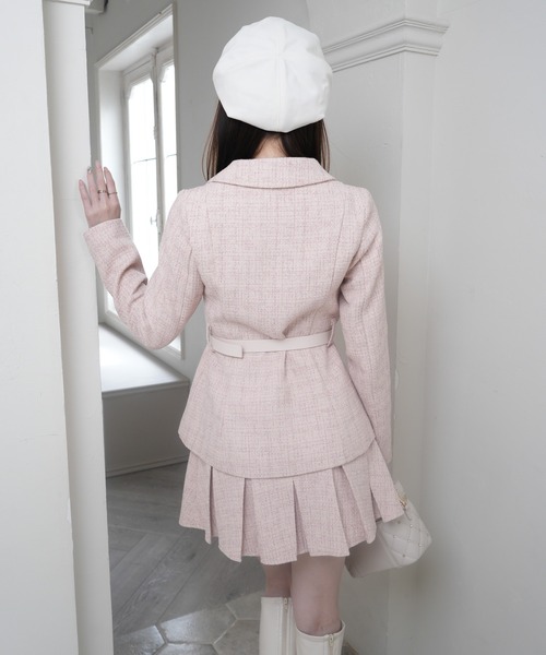 LIPSERVICE(リップサービス)の「ベルト付ツイードミドルジャケット(テーラードジャケット・レディース・アイボリー/ピンク/グレー・S/M)」の13枚目の写真