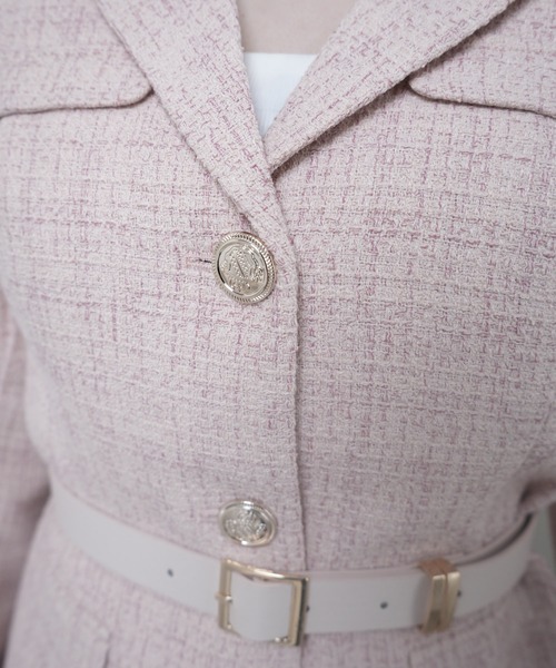 LIPSERVICE(リップサービス)の「ベルト付ツイードミドルジャケット(テーラードジャケット・レディース・アイボリー/ピンク/グレー・S/M)」の14枚目の写真