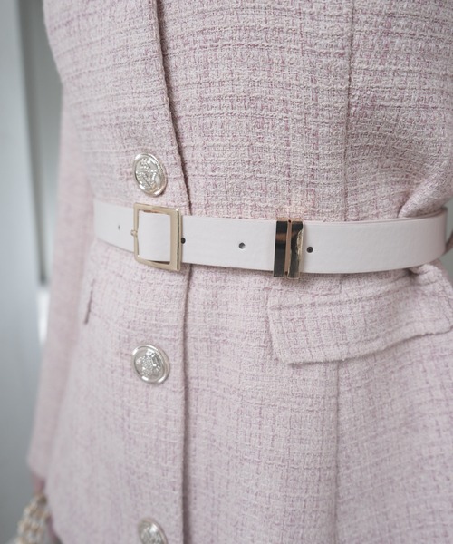 LIPSERVICE(リップサービス)の「ベルト付ツイードミドルジャケット(テーラードジャケット・レディース・アイボリー/ピンク/グレー・S/M)」の15枚目の写真