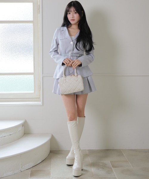 LIPSERVICE(リップサービス)の「ベルト付ツイードミドルジャケット(テーラードジャケット・レディース・アイボリー/ピンク/グレー・S/M)」の21枚目の写真