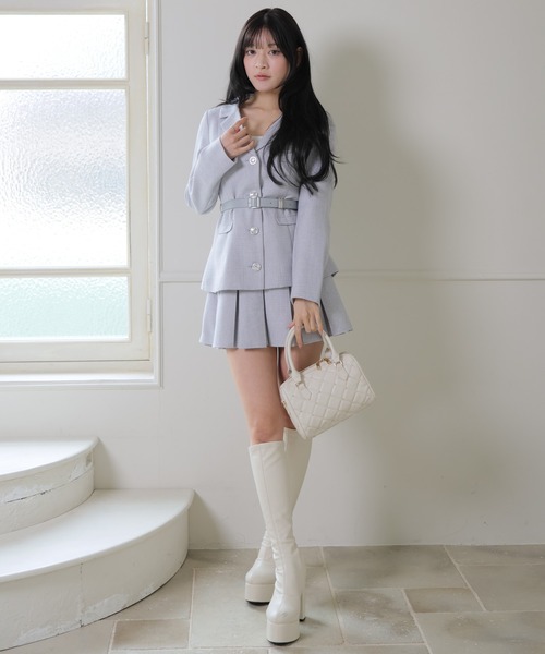 LIPSERVICE(リップサービス)の「ベルト付ツイードミドルジャケット(テーラードジャケット・レディース・アイボリー/ピンク/グレー・S/M)」の22枚目の写真