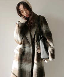 チェスターコート（ブラウン/茶色系・チェック柄）ファッション通販