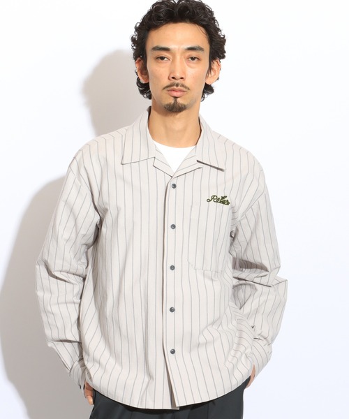 ROTAR（ローター）の「Work Stripe Open Collar Shirt（シャツ/ブラウス・メンズ・グレー/チャコール/ベージュ・MEDIUM/LARGE/X-LARGE）」の4枚目の写真