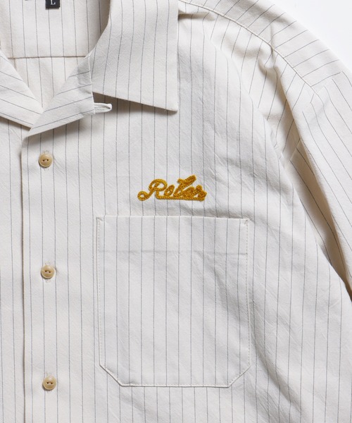 ROTAR（ローター）の「Work Stripe Open Collar Shirt（シャツ/ブラウス・メンズ・グレー/チャコール/ベージュ・MEDIUM/LARGE/X-LARGE）」の6枚目の写真