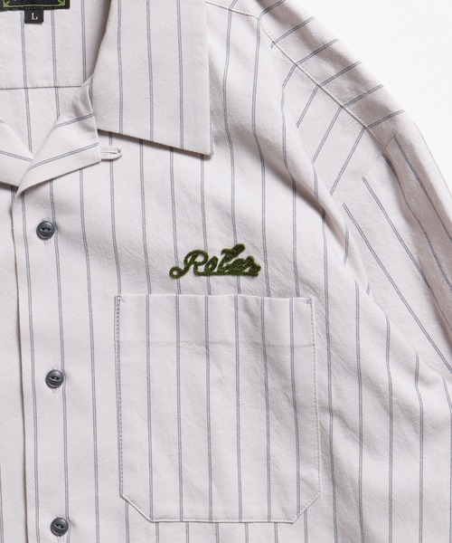 ROTAR（ローター）の「Work Stripe Open Collar Shirt（シャツ/ブラウス・メンズ・グレー/チャコール/ベージュ・MEDIUM/LARGE/X-LARGE）」の8枚目の写真