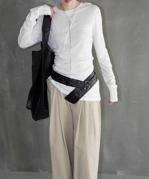 chuclla（チュクラ）の「シームラインロングスリーブトップス chw26s022（Tシャツ/カットソー・レディース・ホワイト/ブラック・FREE）」の4枚目の写真