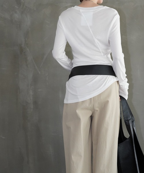 chuclla（チュクラ）の「シームラインロングスリーブトップス chw26s022（Tシャツ/カットソー・レディース・ホワイト/ブラック・FREE）」の7枚目の写真