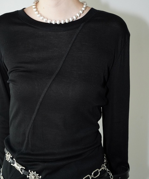 chuclla（チュクラ）の「シームラインロングスリーブトップス chw26s022（Tシャツ/カットソー・レディース・ホワイト/ブラック・FREE）」の11枚目の写真