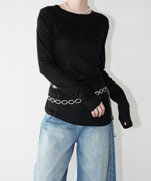 chuclla（チュクラ）の「シームラインロングスリーブトップス chw26s022（Tシャツ/カットソー・レディース・ホワイト/ブラック・FREE）」の15枚目の写真