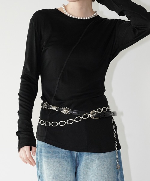 chuclla（チュクラ）の「シームラインロングスリーブトップス chw26s022（Tシャツ/カットソー・レディース・ホワイト/ブラック・FREE）」の16枚目の写真