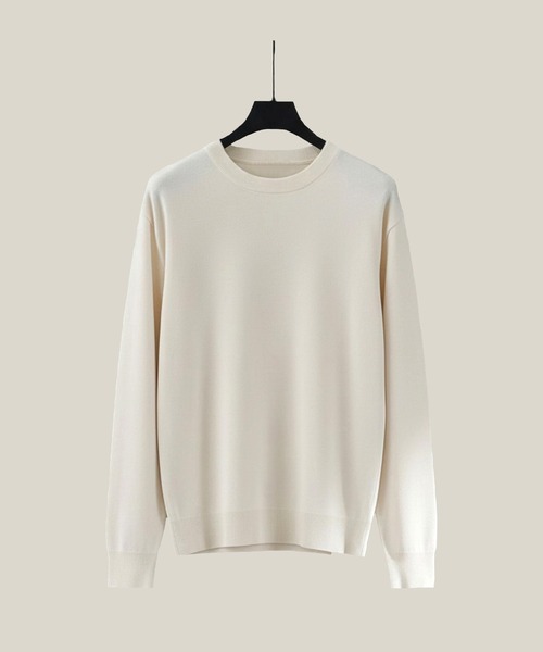 UNITED TOKYO(ユナイテッドトウキョウ)の「【ニット店舗売上NO.1シリーズ】18G サーブルストレッチクルーネックニット |大人気/毛玉防止/洗える/ 抗菌防臭/オフィスカジュアル/通勤/インナー/接触冷感(ニット/セーター・メンズ・ライトグレー/オフホワイト/ブラック/ダークグレー/グレイッシュベージュ・1/3/2)」の1枚目の写真
