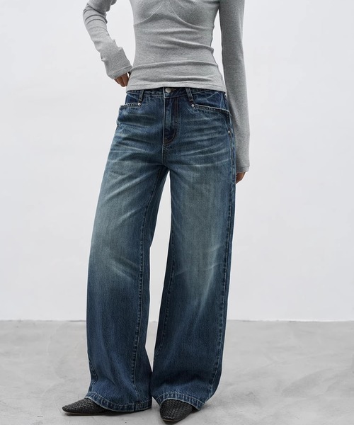 EIGHTHMONTH（エイスマンス）の「ウォッシュワイドストレートデニム EM25a180【EIGHTHMONTH】（デニムパンツ・レディース・ブルー・S/M/L）」の3枚目の写真