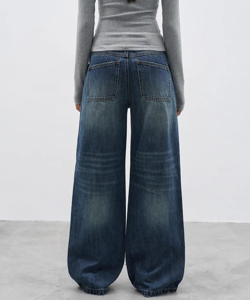EIGHTHMONTH（エイスマンス）の「ウォッシュワイドストレートデニム EM25a180【EIGHTHMONTH】（デニムパンツ・レディース・ブルー・S/M/L）」の4枚目の写真