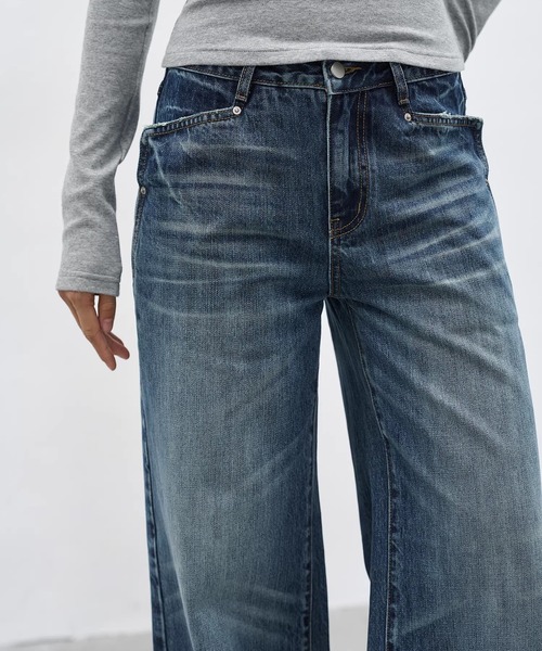 EIGHTHMONTH（エイスマンス）の「ウォッシュワイドストレートデニム EM25a180【EIGHTHMONTH】（デニムパンツ・レディース・ブルー・S/M/L）」の5枚目の写真