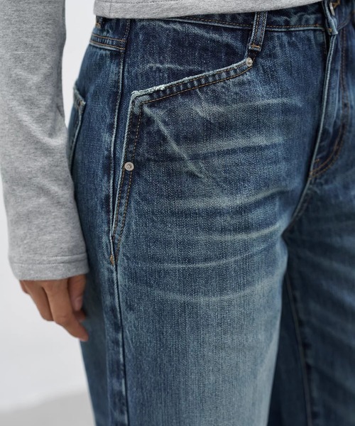 EIGHTHMONTH（エイスマンス）の「ウォッシュワイドストレートデニム EM25a180【EIGHTHMONTH】（デニムパンツ・レディース・ブルー・S/M/L）」の6枚目の写真