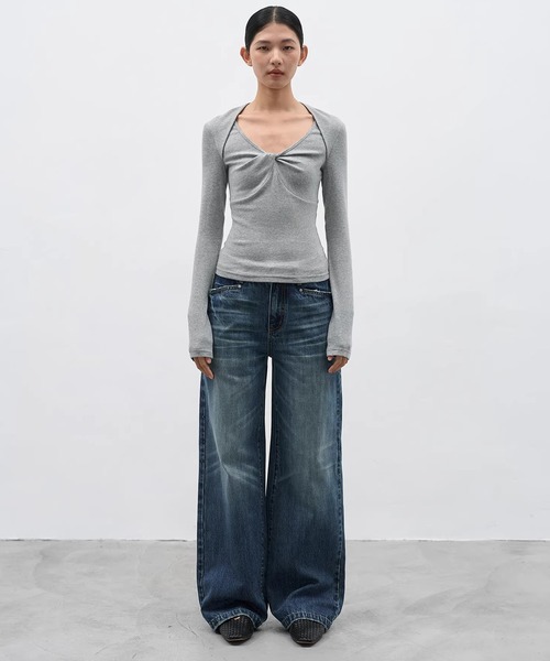 EIGHTHMONTH（エイスマンス）の「ウォッシュワイドストレートデニム EM25a180【EIGHTHMONTH】（デニムパンツ・レディース・ブルー・S/M/L）」の8枚目の写真