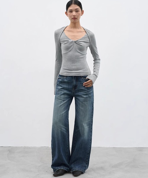 EIGHTHMONTH（エイスマンス）の「ウォッシュワイドストレートデニム EM25a180【EIGHTHMONTH】（デニムパンツ・レディース・ブルー・S/M/L）」の10枚目の写真