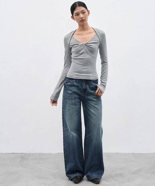 EIGHTHMONTH（エイスマンス）の「ウォッシュワイドストレートデニム EM25a180【EIGHTHMONTH】（デニムパンツ・レディース・ブルー・S/M/L）」の12枚目の写真