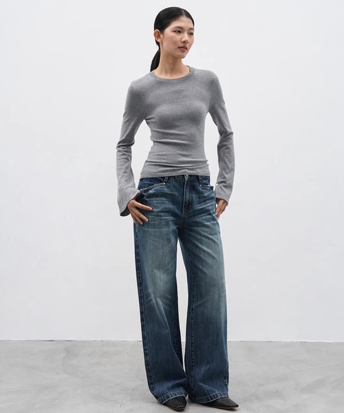 EIGHTHMONTH（エイスマンス）の「ウォッシュワイドストレートデニム EM25a180【EIGHTHMONTH】（デニムパンツ・レディース・ブルー・S/M/L）」の17枚目の写真