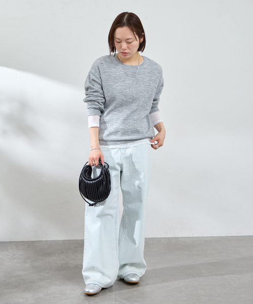 U by SPICK&SPAN（ユーバイスピックアンドスパン）の「≪手洗い可≫ シアーニットプルオーバー（ニット/セーター・レディース・グレー/イエロー/ピンク/グリーン・FREE）」の18枚目の写真