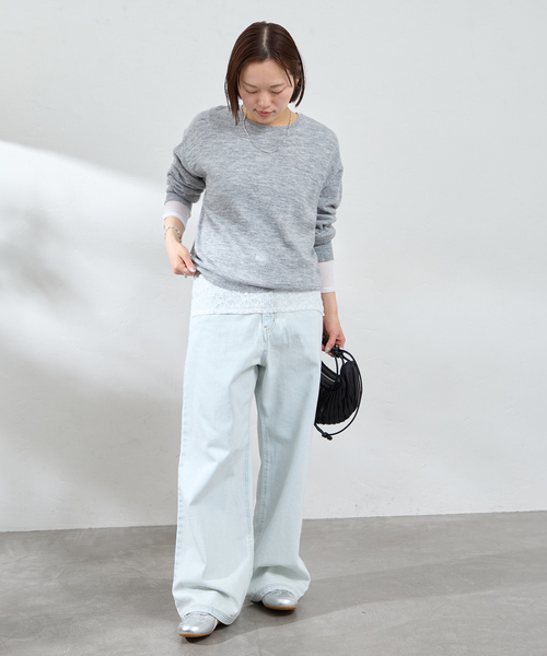 U by SPICK&SPAN（ユーバイスピックアンドスパン）の「≪手洗い可≫ シアーニットプルオーバー（ニット/セーター・レディース・グレー/イエロー/ピンク/グリーン・FREE）」の21枚目の写真