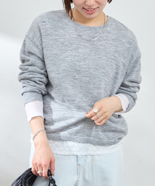 U by SPICK&SPAN（ユーバイスピックアンドスパン）の「≪手洗い可≫ シアーニットプルオーバー（ニット/セーター・レディース・グレー/イエロー/ピンク/グリーン・FREE）」の22枚目の写真