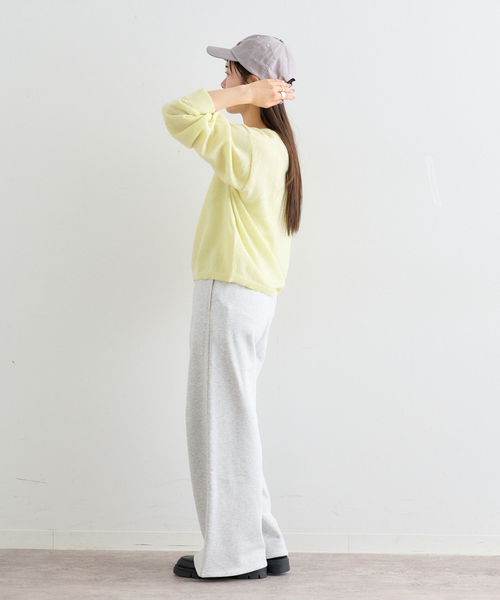 U by SPICK&SPAN（ユーバイスピックアンドスパン）の「≪手洗い可≫ シアーニットプルオーバー（ニット/セーター・レディース・グレー/イエロー/ピンク/グリーン・FREE）」の5枚目の写真