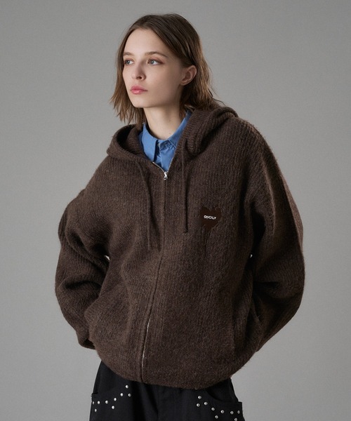 ONCILY(オンシェリー)の「MELTING HEART RIB KNIT HOODIE / メルティングハートリブニットフーディ(カーディガン/ボレロ・メンズ・ブラウン/ボルドー/チャコールグレー・SMALL/MEDIUM/LARGE)」の1枚目の写真