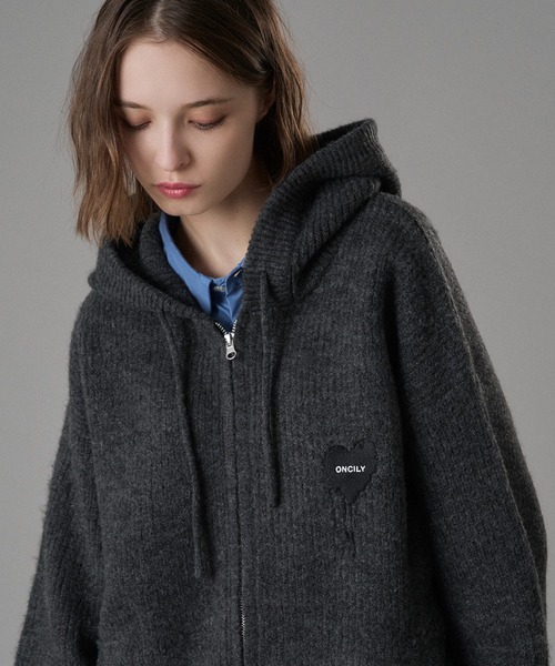 ONCILY(オンシェリー)の「MELTING HEART RIB KNIT HOODIE / メルティングハートリブニットフーディ(カーディガン/ボレロ・メンズ・ブラウン/ボルドー/チャコールグレー・SMALL/MEDIUM/LARGE)」の4枚目の写真