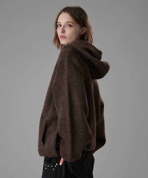 ONCILY(オンシェリー)の「MELTING HEART RIB KNIT HOODIE / メルティングハートリブニットフーディ(カーディガン/ボレロ・メンズ・ブラウン/ボルドー/チャコールグレー・SMALL/MEDIUM/LARGE)」の9枚目の写真