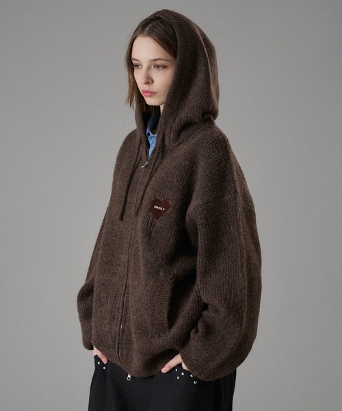 ONCILY(オンシェリー)の「MELTING HEART RIB KNIT HOODIE / メルティングハートリブニットフーディ(カーディガン/ボレロ・メンズ・ブラウン/ボルドー/チャコールグレー・SMALL/MEDIUM/LARGE)」の5枚目の写真