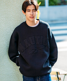 Reebok×NAUTICA/リーボック×ノーティカ 【Exclusive】 ダブルネーム アーチロゴ ダンボール クルーネックスウェット