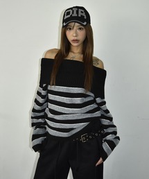 d.i.a.（ダイヤ）の「マルチボーダー オフショル ルーズニット（ニット/セーター）」