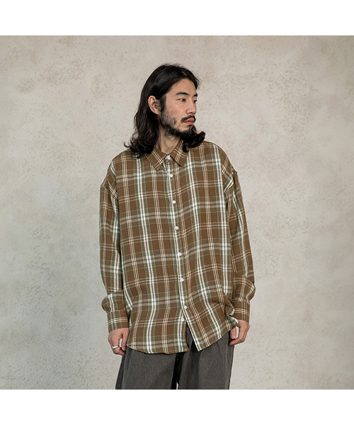 RUGGED HOUSE(ラギッドハウス)の「プレイドオーバーサイズチェックシャツ2カラー(シャツ/ブラウス・メンズ・ブラック/ブラウン・FREE)」の2枚目の写真