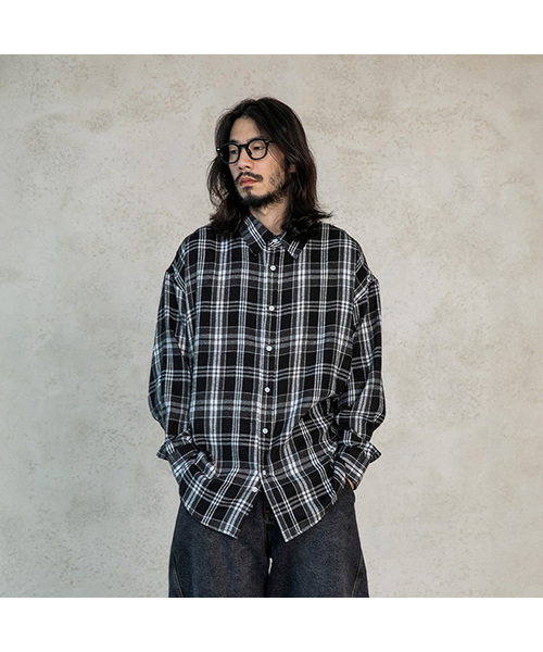 RUGGED HOUSE(ラギッドハウス)の「プレイドオーバーサイズチェックシャツ2カラー(シャツ/ブラウス・メンズ・ブラック/ブラウン・FREE)」の1枚目の写真