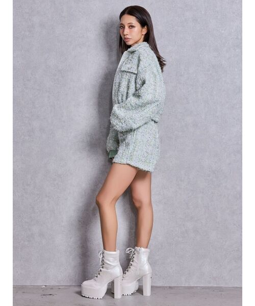 GYDA（ジェイダ）の「Symmetry GYDAラメツイードジャケット（その他アウター・レディース・ブラック/アイボリー/ミント・FREE）」の8枚目の写真